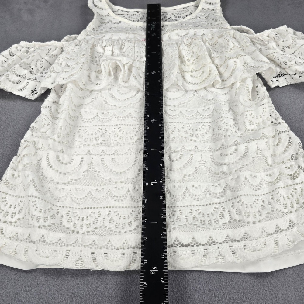 Lilly Pulitzer Shirt Womens Medium White Lace Cold Shoulder Ruffle Boho - Picture 4 of 9